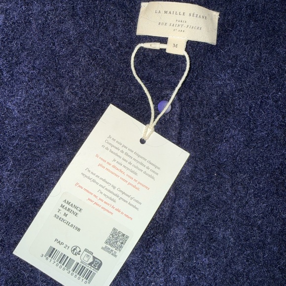 NWT - Sezane Amance cardigan in navy blue - size M - Picture 10 of 11